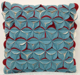 Pack of 4 Covers Amelie Aqua Blue & Red 3D Texture Cushion Covers - Side View
