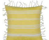 Fresh Yellow & White Striped Cushion Cover with knotted edging