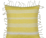 Pack of 4 Fresh Yellow & White Striped Cushion Cover with knotted edging - Front View