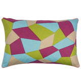 Pack of 4 Geo Green Geometric Design Rectangle 40x60cm Cushion Covers - Front View