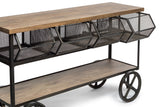 Wooden Kitchen Island Trolley Cart on Wheels with Drawers and 3 Level Storage - Top-Down View