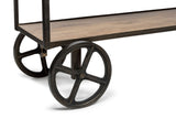 Wooden Kitchen Island Trolley Cart on Wheels with Drawers and 3 Level Storage - Rear View