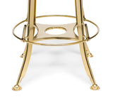 Industrial Height Adjustable Swivel Bar Stool with Oak Wood Top - Gold Finish - Rear View