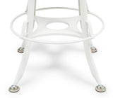 White Bar Stool Hamptons Style Height Adjustable and Swivel with Natural Wood Top - Rear View
