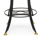 Industrial Wooden Height Adjustable Swivel Bar Stool Chair with Back - Gold Black - Close-Up Angle