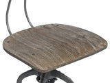 Industrial Swivel Height Adjustable Grey Oak Wood Bar Stool Chair with Back - Top-Down View