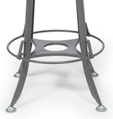 Industrial Swivel Height Adjustable Grey Oak Wood Bar Stool Chair with Back - Rear View
