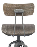 Industrial Swivel Height Adjustable Grey Oak Wood Bar Stool Chair with Back - Extra Image
