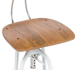 Hamptons Style White Bar Stool Chair Height Adjustable and Swivel with Natural Wood Top - Top-Down View