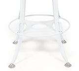 Hamptons Style White Bar Stool Chair Height Adjustable and Swivel with Natural Wood Top - Rear View