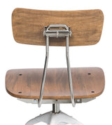 Hamptons Style White Bar Stool Chair Height Adjustable and Swivel with Natural Wood Top - Extra Image
