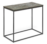 Black Sofa Side Table with Textured Wood Top - Side View