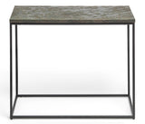 Black Sofa Side Table with Textured Wood Top - Top-Down View