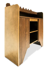 Contemporary Wooden Drinks Cabinet Wine Rack with Bottle Holders - Close-Up Angle