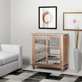 Sideboard Buffet Cabinet Storage with Mirrored Glass Doors in French Brass Finish - Front View