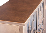 Sideboard Buffet Cabinet Storage with Mirrored Glass Doors in French Brass Finish - 45-Degree Angle