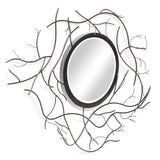Twig Frame Black Decorative Wall Mirror Art - Front View