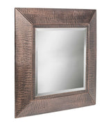 Square Wall Mirror with Croc Pattern Frame in Copper Finish - Front View