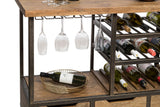 Industrial Style Wooden Bar Cart Drinks Trolley Station with Wine Bottle Rack - Rear View