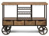 Industrial Style Wooden Bar Cart Drinks Trolley Station with Wine Bottle Rack - Extra Image