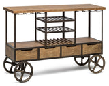 Industrial Style Wooden Bar Cart Drinks Trolley Station with Wine Bottle Rack - Extra Image