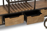 Industrial Style Wooden Bar Cart Drinks Trolley Station with Wine Bottle Rack - Extra Image