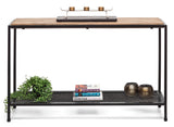 Black Iron Hallway Console Table with Distressed Wood Top - Front View