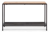 Black Iron Hallway Console Table with Distressed Wood Top - Top-Down View