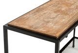 Black Iron Hallway Console Table with Distressed Wood Top - 45-Degree Angle