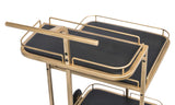 Black and French Brass Wooden 3-Tier Bar Cart Drinks Trolley - 45-Degree Angle