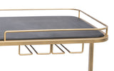 Black and French Brass Wooden 3-Tier Bar Cart Drinks Trolley - Rear View