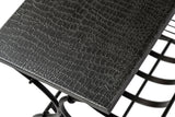 Black Iron Side Table with Magazine Storage and Silver Finish Top - Top-Down View