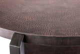 Black Round Coffee Table with Storage Shelf in Copper Finish Top - Top-Down View