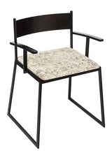 Black Metal Dining Chairs with Upholstered Seat - Set of 2 - Front View