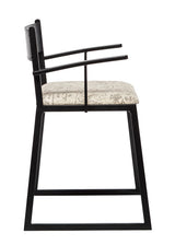 Black Metal Dining Chairs with Upholstered Seat - Set of 2 - Side View