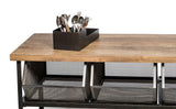 Retro Wooden Kitchen Island Trolley on Wheels with Storage Drawers - Top-Down View