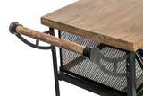 Retro Wooden Kitchen Island Trolley on Wheels with Storage Drawers - Rear View