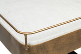 Contemporary French Brass Drinks Trolley Bar Cart with White Marble Top - Top-Down View