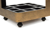 Contemporary French Brass Drinks Trolley Bar Cart with White Marble Top - Rear View