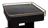 Contemporary Black Gold Drinks Trolley Bar Cart with Marble Top - 45-Degree Angle