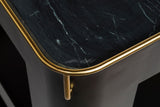 Contemporary Black Gold Drinks Trolley Bar Cart with Marble Top - Rear View
