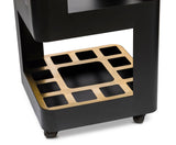 Contemporary Black Gold Drinks Trolley Bar Cart with Marble Top - Low Angle
