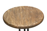 Industrial Wooden Iron Swivel Bar Stool - Black Rustic - Side View