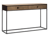 Contemporary Golden Black Hallway Console Table with Drawers - Front View