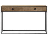 Contemporary Golden Black Hallway Console Table with Drawers - Top-Down View