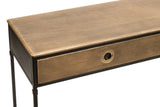 Contemporary Golden Black Hallway Console Table with Drawers - 45-Degree Angle