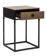 Black Bedside Table with Storage Drawer and Gold Finished Textured Top - Top-Down View