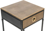 Black Bedside Table with Storage Drawer and Gold Finished Textured Top - 45-Degree Angle
