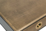 Black Bedside Table with Storage Drawer and Gold Finished Textured Top - Rear View