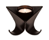 Small Decorative Black Metal Tea Light Candle Holders in Set of 3 - Front View